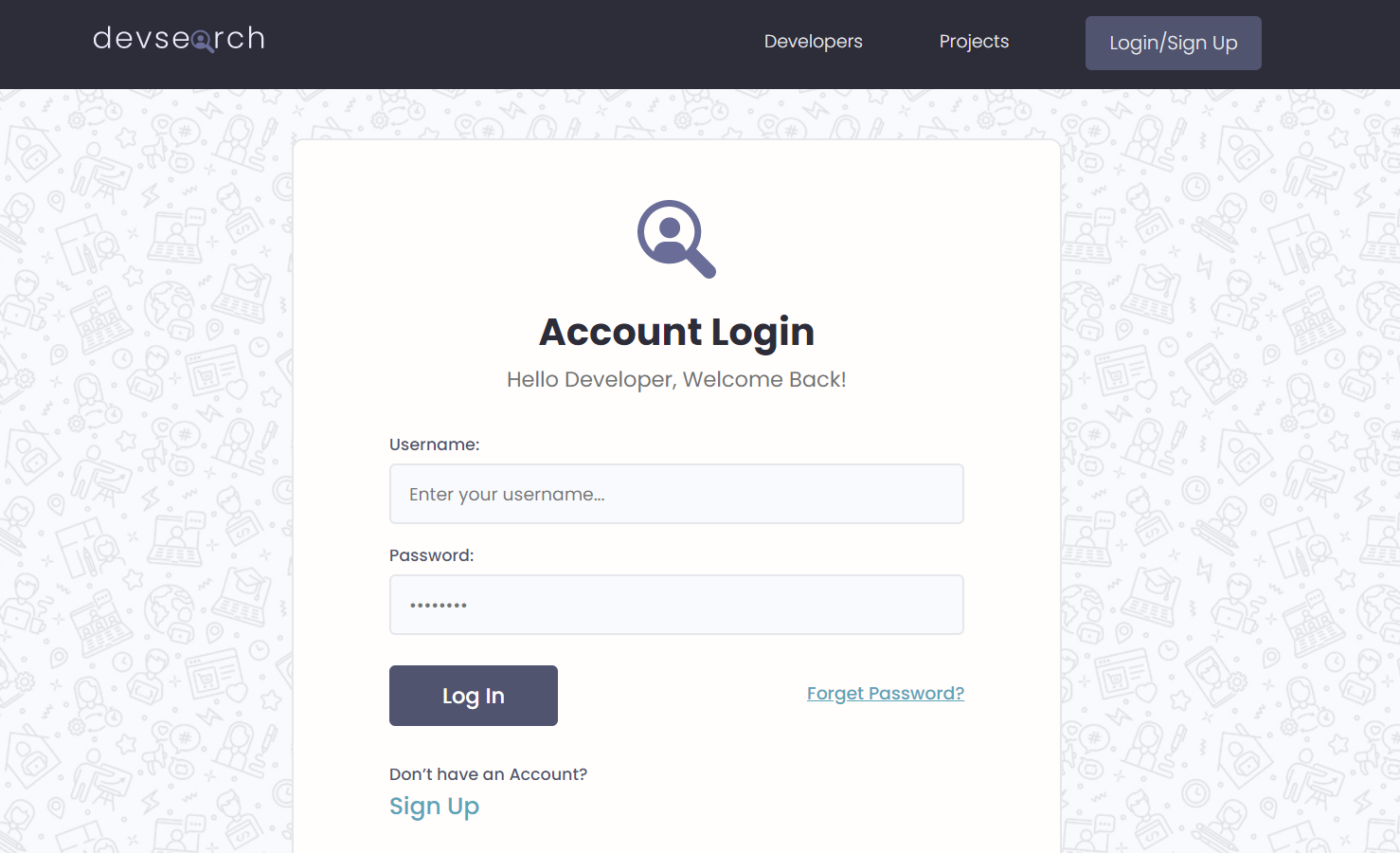 DevSearch Authentication System